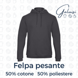 Felpa pesante con Cappuccio 50% Cotone 50% Poliestere Neutra o Personalizzata