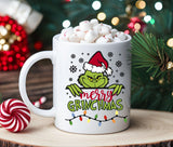 Tazza Natalizia con Grinch e scritta Merry Grinchmas