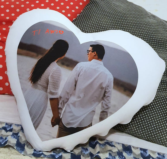 Cuscino a forma di Cuore Personalizzato con foto e scritta