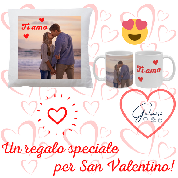 Tazza + Cuscino Personalizzati con Foto e Scritta