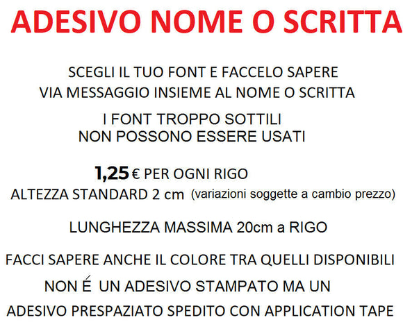 Adesivo Nome/Scritta Personalizzato/a Prespaziato
